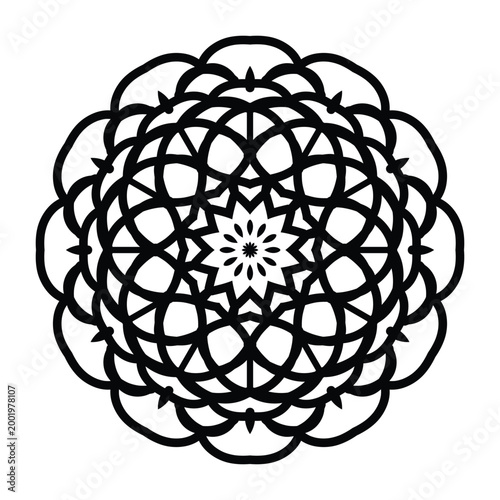 intricate black celtic knot mandala with floral center vector illustration