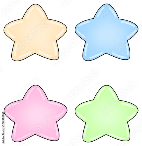 Cute pastel colorful star stickers set illustration