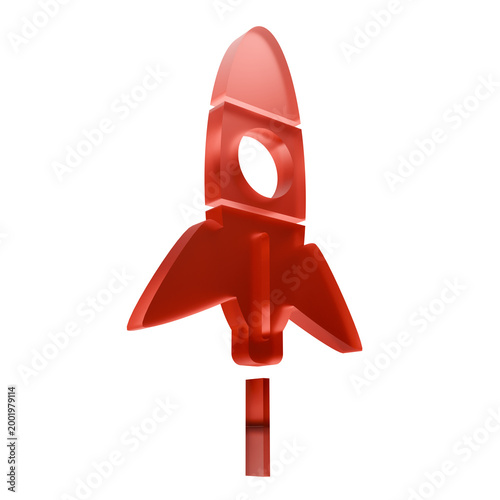 3d red glass rocket pointer illustration