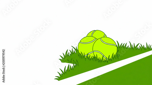 Tennis balls sitting on grass court