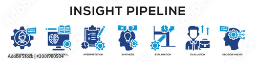Glyphcolor - Insight Pipeline web banner icon vector illustration concept