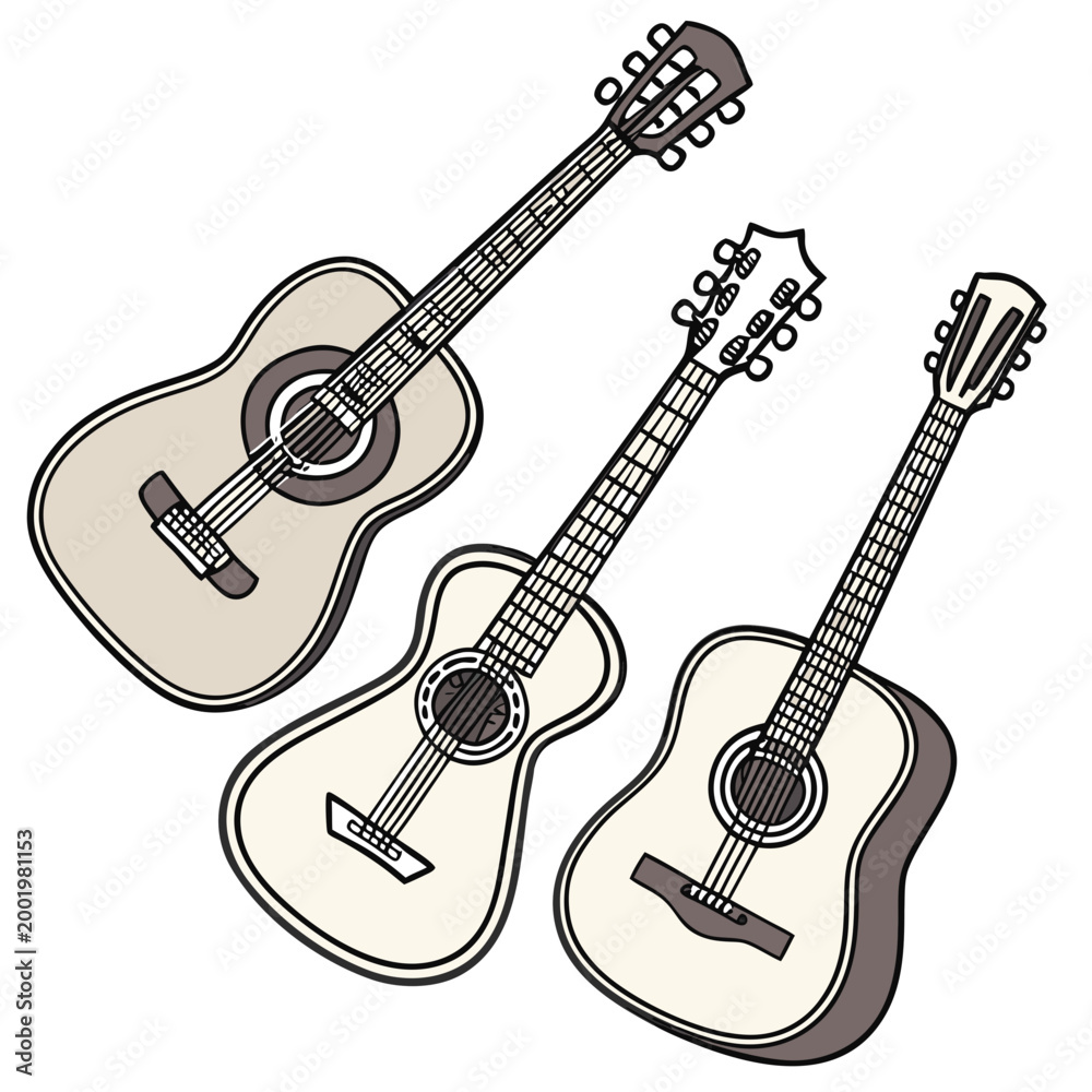 Fototapeta premium Colorful acoustic guitar acoustic guitars music instruments