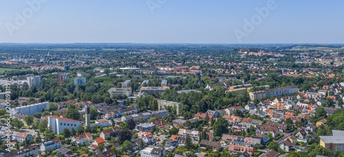 Luftbild der Stadt Dachau in Oberbayern, Blick auf Dachau-Ost und Polln
