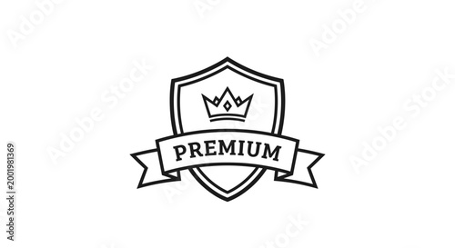 Premium Quality Badge Logo with Crown and Banner Design on an Isolated White Background