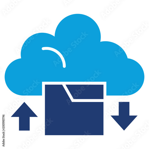Cloud Computing Flat Blue Icon