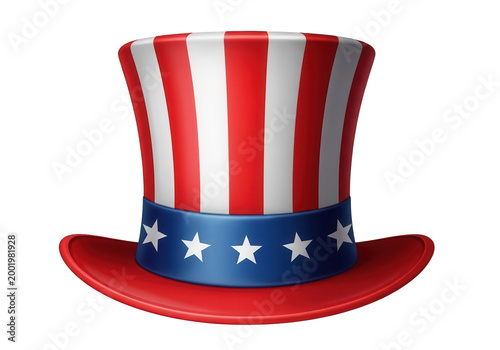 Classic red white and blue uncle sam top hat illustration