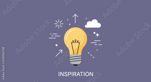 light bulb with inspiration text and decorative elements