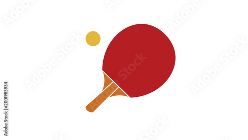 A flat vector illustration depicting essential table tennis equipment in a clean, minimalist design. table tennis racket isolated on white background