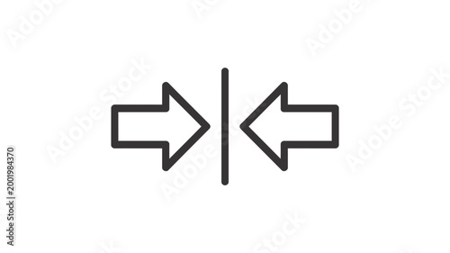 Compress or merge icon with two inward facing outline arrows