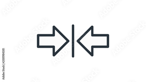 Compress or merge icon with two inward facing outline arrows