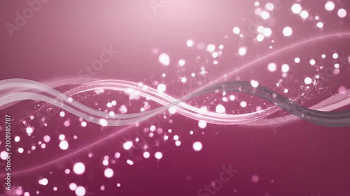 An abstract image features flowing white lines against a soft pink background, creating a dynamic and elegant visual effect.