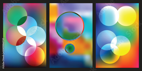 Three Abstract Gradient Backgrounds with Overlapping Circles Keywords: abstract, gradient