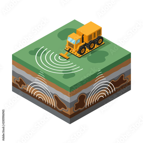 Photos Ground Penetrating Radar Truck Examining Subsurface Layers.