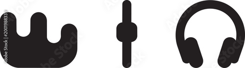 Simple music icons set including audio waves sound mixer and headphones vector illustration