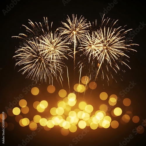 Gold FireWorks with Blurred Background