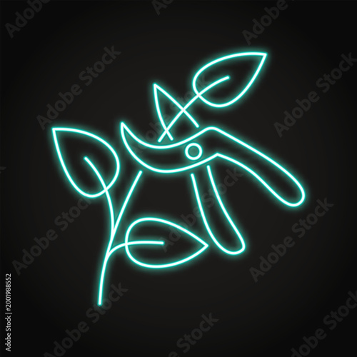 Plant pruning neon icon
