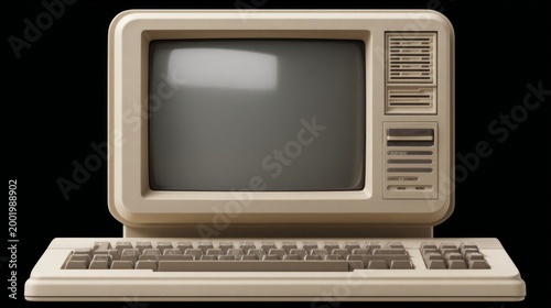 Vintage beige computer with bulky monitor and keyboard