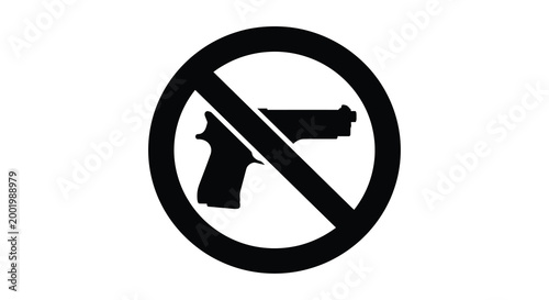 No guns allowed sign prohibition symbol in black silhouette