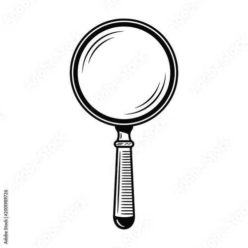 Magnifying glass with handle on white background for search and investigation