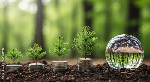 Growing a tree in a water drop symbol of growth and sustainability