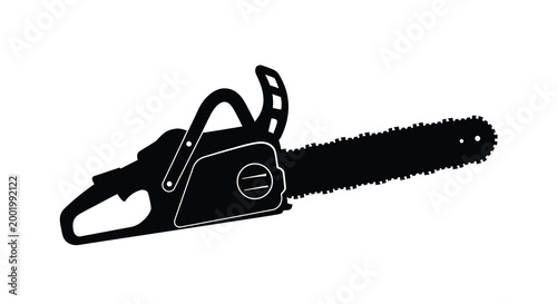 Schilderij op canvas chainsaw silhouette on white background high quality professional