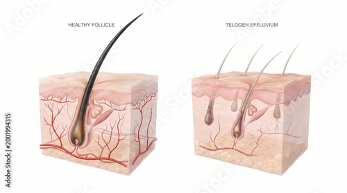 Telogen Effluvium Hair Loss vs Healthy Follicle