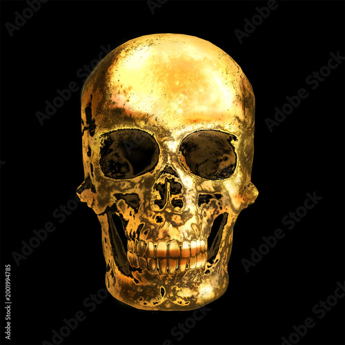 Gold stylized skull sculpted in Blender 