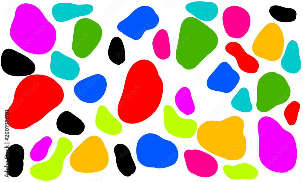 Fototapeta premium Vibrant fluid blob illustration in dynamic forms. Multicolor liquid splash shapes with soft curves.