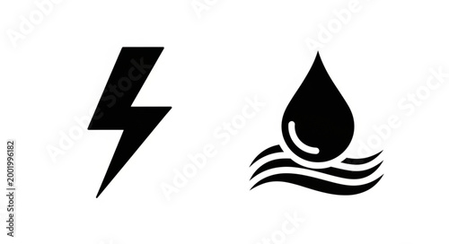 Electricity and water symbols side by side.