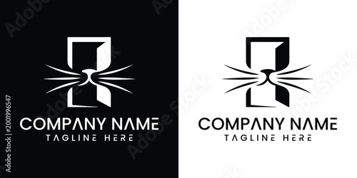 Company logo template with letter d and spider web design elements and white backgrounds
