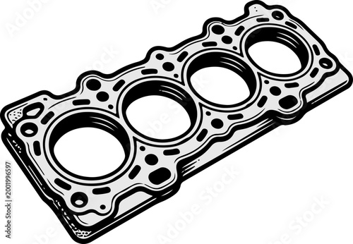 Bild auf Leinwand Car Engine Cylinder Head Gasket Illustration for Automotive Repair
