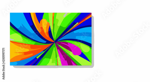Vibrant abstract art with swirling, colorful geometric shapes radiating outwards