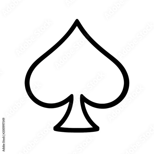 Black outline of a spade playing card suit symbol on a white background.