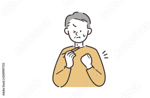 食事がのどに詰まったシニア男性