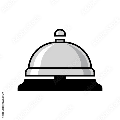 Silver hotel reception bell icon illustrating professional concierge service