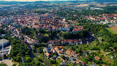  Aerial panorama view of the city Bautzen in east Germany on a sunny day in late Spring 