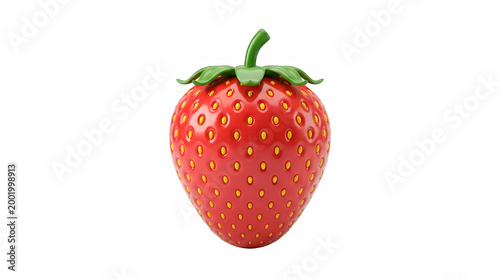 Realistic 3d strawberry isolated on transparent background