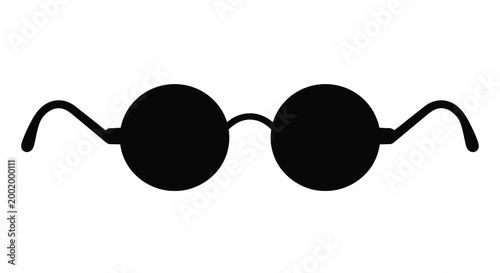 Round sunglasses silhouette on a white background