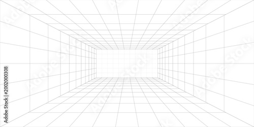 Konstfotografi Perspective grid background 3d Vector illustration