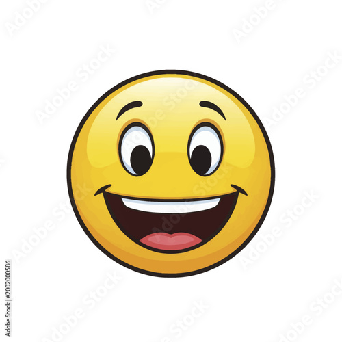 A cheerful yellow smiley face emoticon with a wide happy expression.
