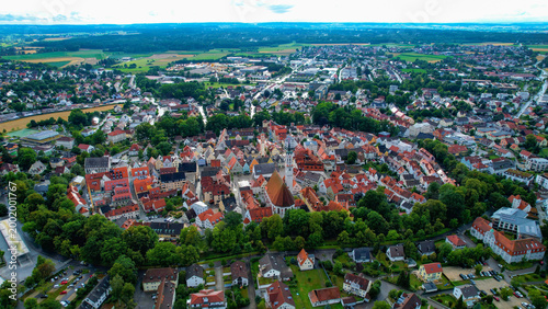 Tableau sur toile A panoramic Aerial view beside the old town of the city Schrobenhausen in German