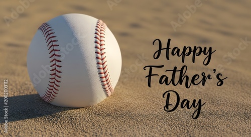 Happy Father’s Day with Baseball on Sand Background – Sports Theme