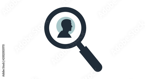 magnifying glass with person silhouette icon high quality