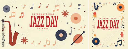 Elegant international jazz background, international jazz day background for social media, website template