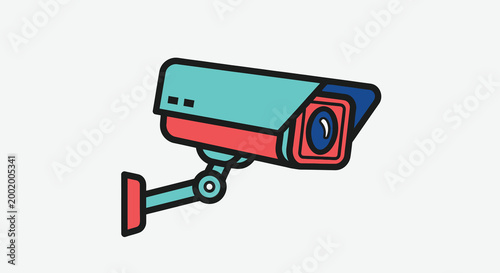 security camera illustration with colorful design on white background
