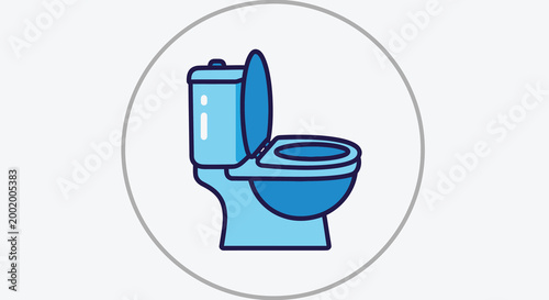 toilet icon in blue color with circular frame