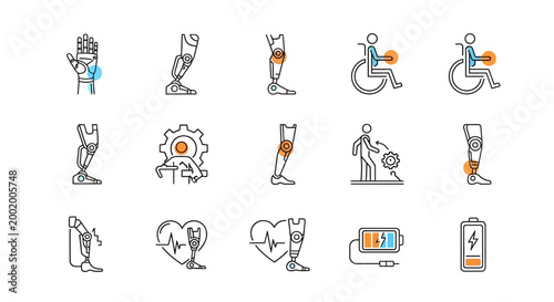 Fotografie Prosthetic Limbs and Assistive Technology Icons: Innovation for Mobility