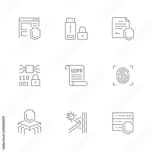 Set line icons of data protection