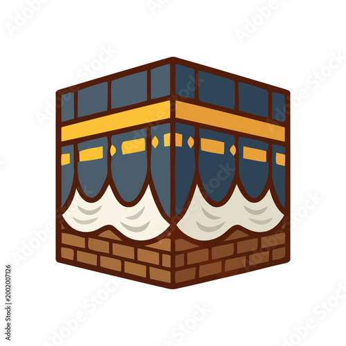 Kaaba cube structure with curtains.
