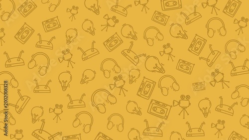 seamless pattern of technology music, idea and future icons set. minimal doodle style perfect for motion graphics.